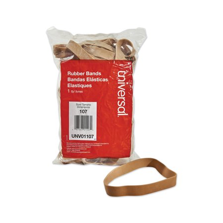 UNIVERSAL Rubber Bands, Size 107, 0.06" Gauge, Beige, 1 lb Box, PK40 UNV01107